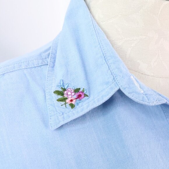 Vintage Capacity Women's M/L 90's Cotton Denim Button-Up Embroidered Shirt - Picture 4 of 12
